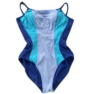 Vintage Maillot Baltex Body ID Color Block Waffle Textured One-Piece Swimsuit